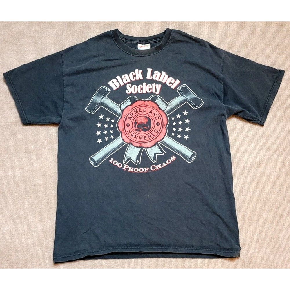VINTAGE BLACK LABEL SOCIETY 100 PROOF CHAOS Y2K ADULT MENS BLACK LARGE ROCK BAND